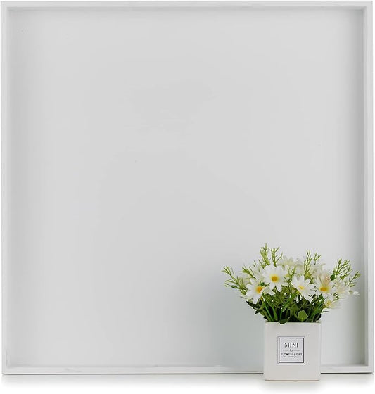 Hanobe Square Large Ottoman Tray: Modern Extra Large White Serving Decorative Trays with Cutout Handles for Living Room Coffee Table Home, 20"