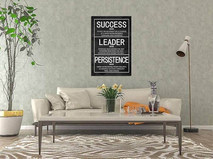 Success Leader Persistence Inspirational Wall Art Motivational Poster Inspiration Canvas Prints Artwork for Living Room Modern Home Decor Painting Stretched and Framed Ready to Hang [24''Wx 36''H]