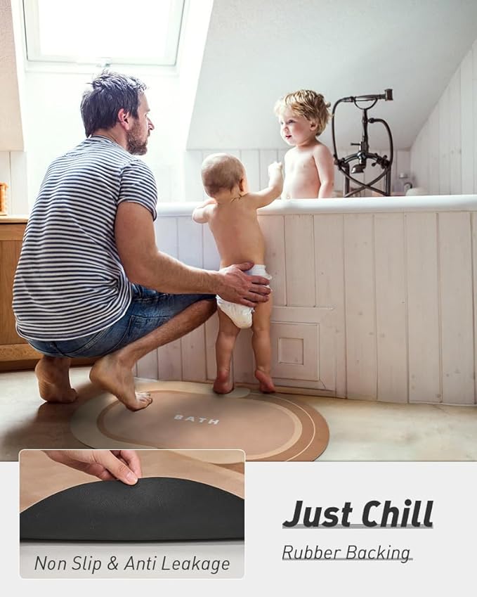 MontVoo Bath Mat - Non Slip, Quick Dry, Stain Resistant Bath Mat Rug for Bathroom Floor - Easy Care Shower Rug for Outside Bathtub - 17"x27" Brown