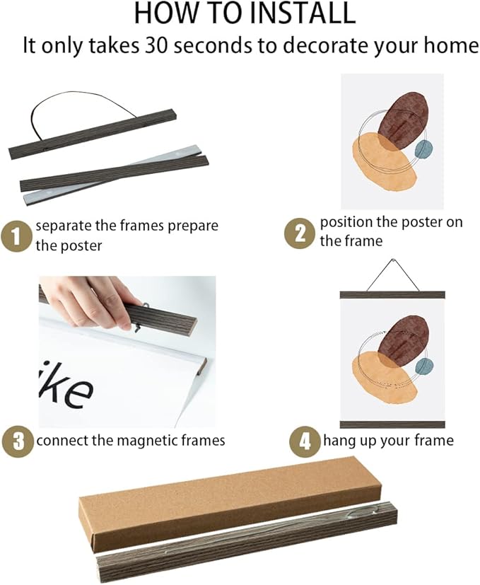 16x20 16x24 Poster Frame, Magnetic Light Wood Wooden Frame Frames Hanger for Photo Picture Canvas Artwork Wall Hanging (3 Pack, 16", Brown)