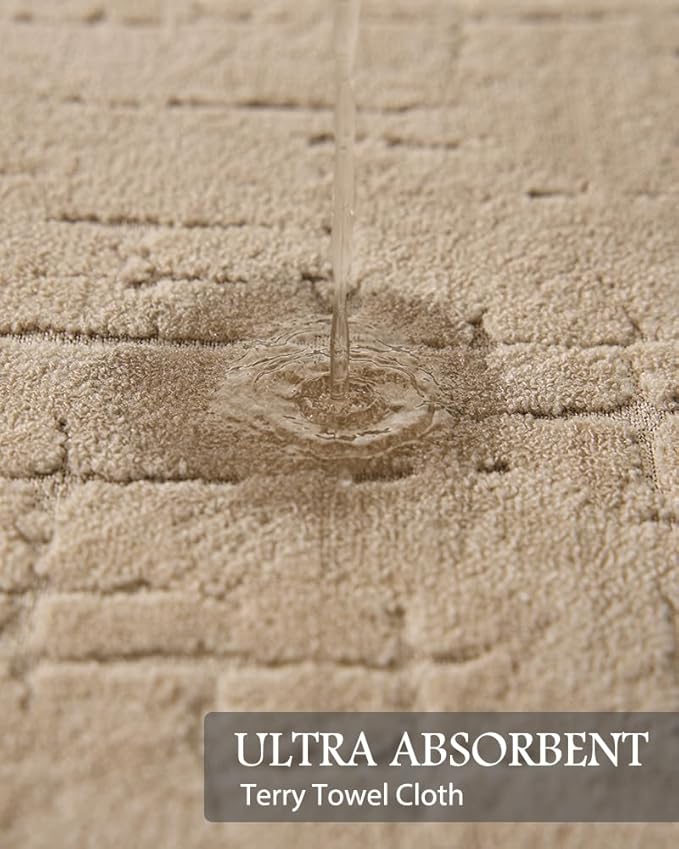 AMOAMI-Bath Mat-Absorbent Quick Dry Bathroom Floor Mats-Washable Rubber Backing Bath Mats for Bathroom Rugs Fit Under Door-Bath Rug for in Front of Sink Bathtub Shower Room, Camel 24''x48''