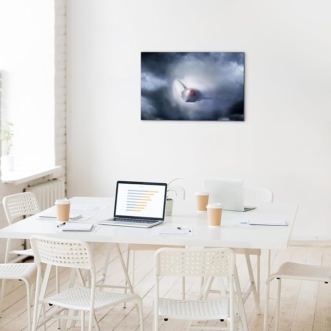 F-47 Fighter Jet Wall Art with Inner Wooden Frame - Military Aviation Wall Decor for Home Office & Living Room - Thoughtful Present for Pilots, Veterans - Lightweight & Easy Hanging - 12x18 Inches