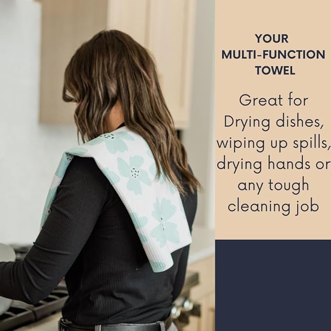 || 3 Pack|| Not Your Ordinary Kitchen Towel || Dish Towels || Waffle Weave Microfiber || Tea Towels || Highly Absorbent || Hanging Loop || Dish Cloths (Aqua)