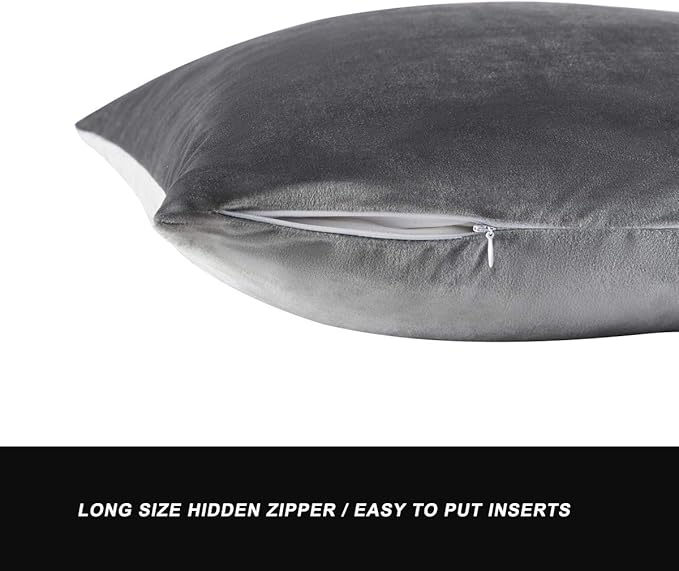 GIGIZAZA Decorative Throw Pillow Covers 16 x 16, Deep Grey Soft Pillow Covers Velvet,Set of 4 Decor Square Cushion Covers