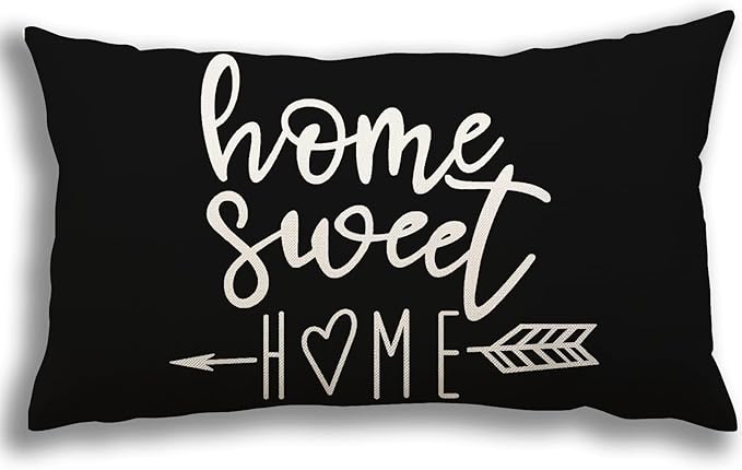 YCOLL Lumbar Pillow Covers 12x20 Set of 4, Modern Sofa Throw Pillow Cover, Decorative Outdoor Linen Fabric Pillow Case for Couch Bed Car, Black