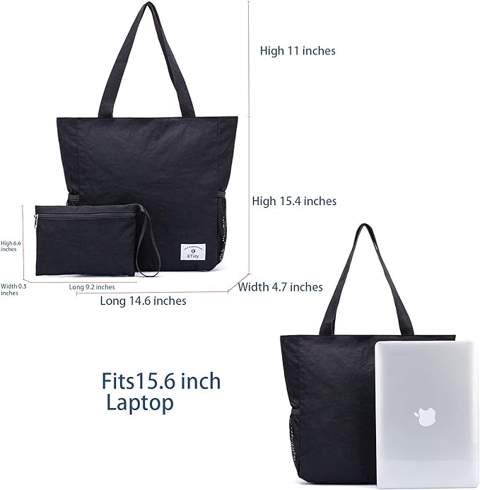 ETidy Large Capacity Foldable Tote Bag With Zipper Water-resistant SandproofWomen Beach Bag Handbag GymBag Travel ShoppingBag