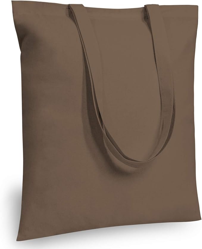 TOPDesign 6-Pack Economical 16"x15" Brown Cotton Tote Bag, Lightweight Medium Reusable Grocery Shopping Cloth Bags, Suitable for DIY, Advertising, Promotion, Gift, Activity