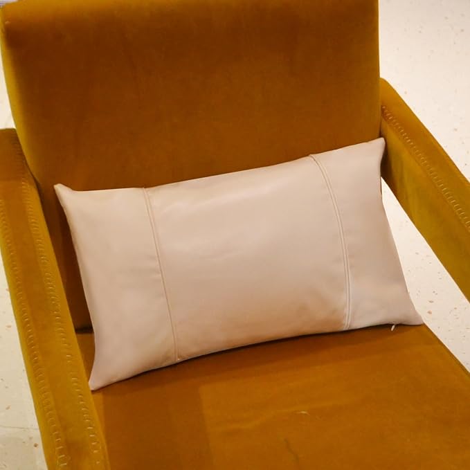 Faux Leather Throw Pillow Covers 12X20 Inch Beige Brown Outdoor Modern Farmhouse Solid Decorative Pillow Covers for Room Couch Living Bedroom Bed Sofa