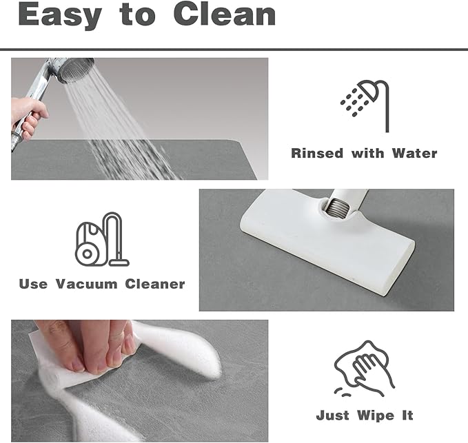 Bathroom Mat Quick Dry, Bathroom Rugs Non Slip Washable Thin Absorbent Bath Mat Fits Under Door Bathroom Floor Mat Perfect for Bath, Shower, or Sink 17"x59" Light Grey