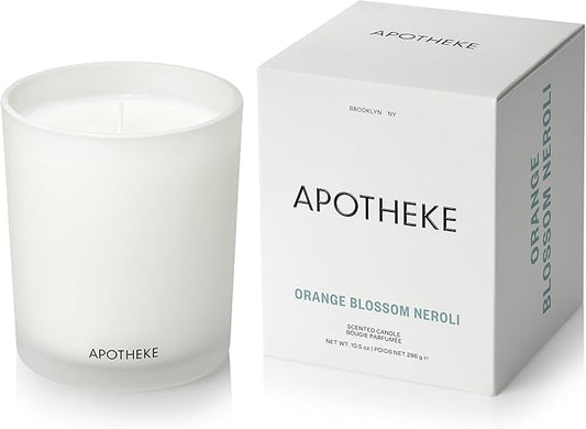 Apotheke Signature Scented Candles for Home, Orange Blossom Neroli - 10.5 oz - Soy Wax, Non Toxic, Large Jar White - Luxury Candle Gifts for Women & Men - Sandalwood, Musk, Neroli, and Orange