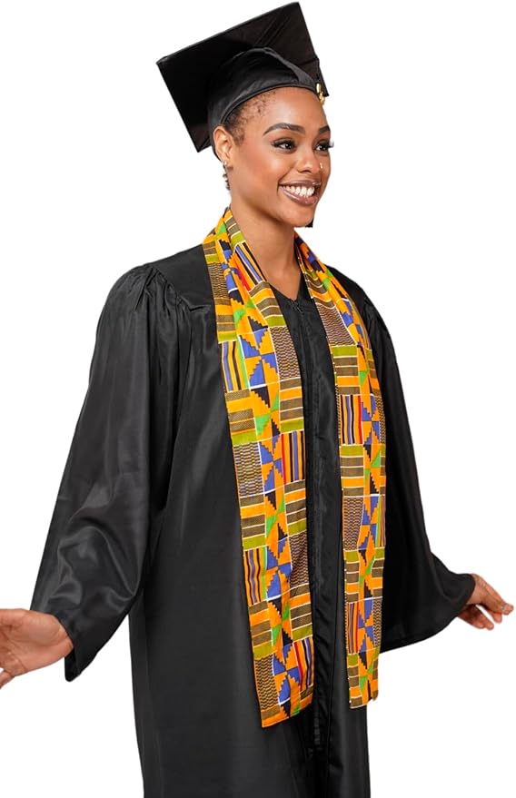 Dupsie's 1pc Kente African Print Graduation Stole, Made in Africa Black History, Festivals, Cultural, HBCU, Graduate, Schools