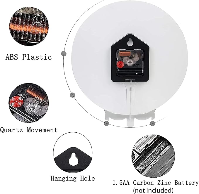 Red Wine with ripe Grapes Wall Clock Battery Operated Silent Round Clock Wall Decor for Home Office School, 12 Inch