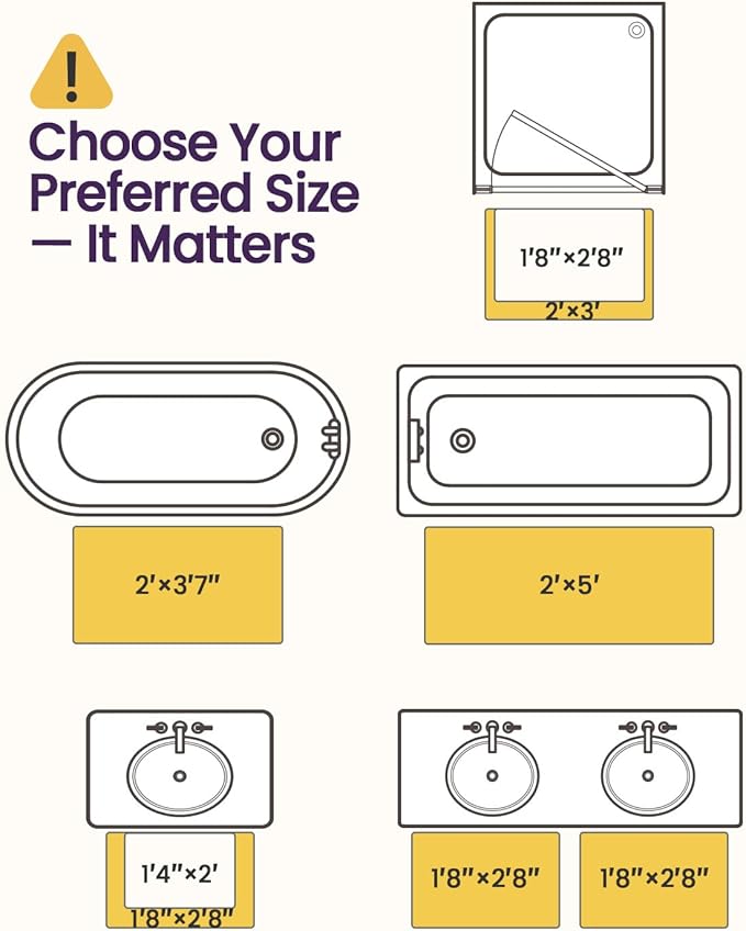 DEXI Bathroom Rug 36x24, Non Slip Washable Bath Mat for Shower Floor, Absorbent Soft Bathmat with Rubber Backing, Quick Dry Microfiber Carpet, Light Grey