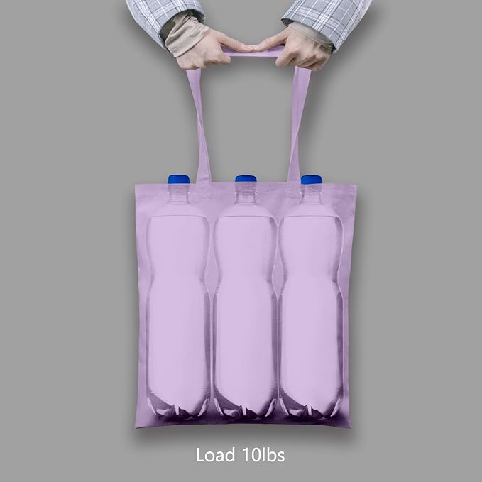 TOPDesign 12-Pack Economical 16"x15" Lavender Cotton Tote Bags, Lightweight Medium Reusable Grocery Shopping Cloth Bags, Suitable for DIY, Advertising, Promotion, Gift, Activity