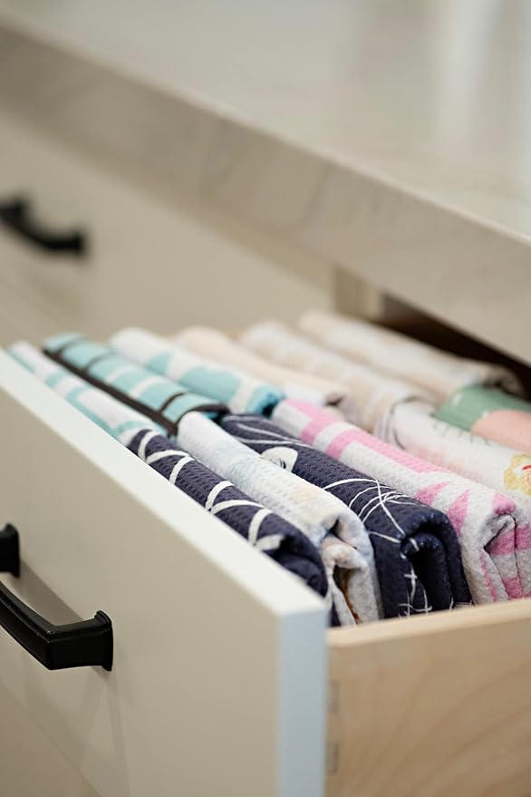 || Navy Blue and White 3 Pack|| Microfiber Waffle Weave || Dish Towels || || Tea Towels || Highly Absorbent || Hanging Loop || Dish Cloths ||Designer Prints (Navy)