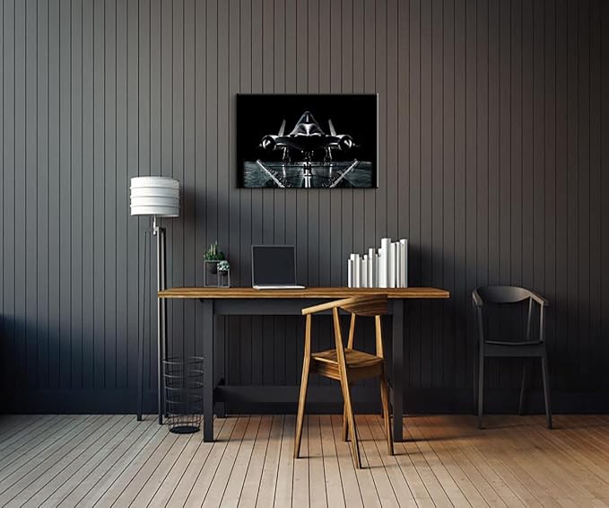 Mistyefly Airplane Decor Canvas Wall Art SR-71 Blackbird Strategic Reconnaissance Aircraft Picture Artwork Aviation Gifts for Home Bedroom Office Ready to Hang (12'Hx18'W)