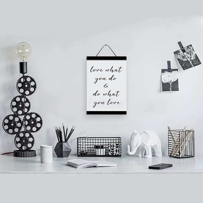 2 Pack Magnetic Poster Hanger Frame 12 Inch Black,12x16 12x18 12x20 12x24 Wood Magnet Frames Hangers for Photos, Pictures, Prints, Maps, Scrolls and Canvas Artwork