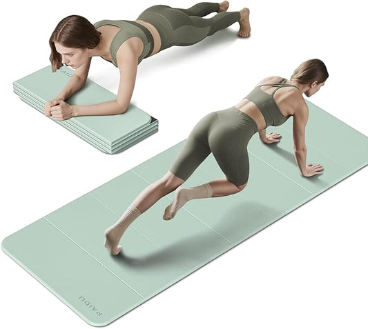 Foldable Fitness Yoga Mat | 2/5" (10MM) Extra Thick | SGS Certified Non-Slip TPE | 75x26" Extra Long-Wide | Portable & Easy Store | for Yoga, Pilates, Home Gym & Full-Body Workouts