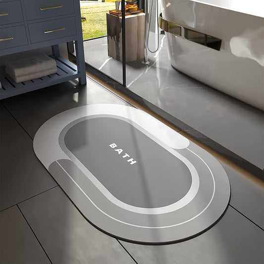 MontVoo Bath Mat - Non Slip, Quick Dry, Stain Resistant Bath Mat Rug for Bathroom Floor - Easy Care Shower Rug for Outside Bathtub - 17"x27" Grey