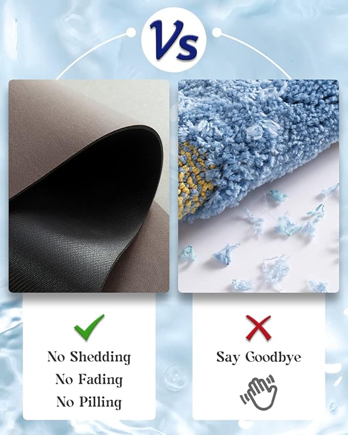 MontVoo -Bath Mat Rug-Rubber Backing Non Slip Quick Dry Absorbent Thin Bathroom Rugs Fit Under Door-Faux Suede Surface Bathroom Floor Mats-Shower Rug for in Front of Bathtub Shower Brown 16"x24"