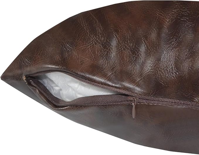 Faux Leather Throw Pillow Covers 12X20 Inch Set of 2 Outdoor Modern Farmhouse Solid Decorative Pillow Covers for Room Couch Living Bedroom Bed Sofa