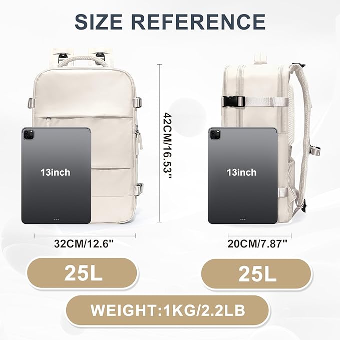 coowoz Travel Backpack For Women Men,Carry On Backpack,Hiking Backpacks Waterproof Outdoor Sports Rucksack Casual Daypack travel essentials（Off White）