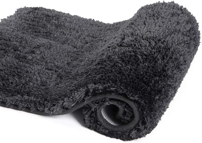 Walensee Large Bathroom Rug (24 x 40, Black) Extra Soft and Absorbent Shaggy Bath Mat Machine Washable Microfiber Non Slip Luxury Floor Mat