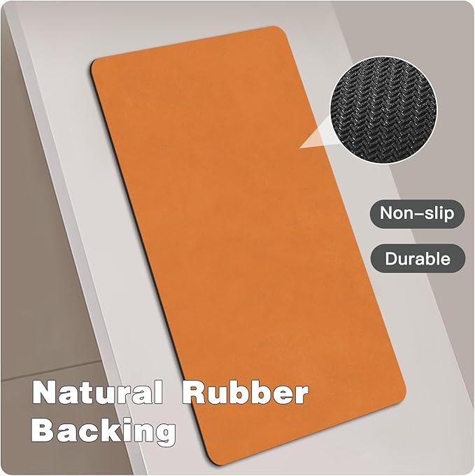 Toilet Rug, Thin Toilet Rugs U Shaped Washable Non Slip Absorbent Quick Dry Low Pile Toilet Mat, 20"x24" U Shape Orange