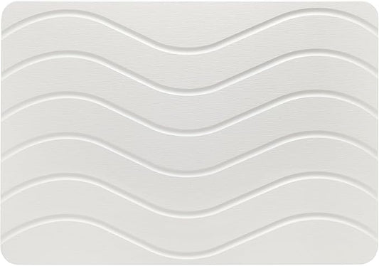 Absorbent Stone Bath Mat, Diatomaceous Earth Shower Mats, Non-Slip Water Absorbing Diatomite Stone Mat for Bathroom Floor, Quick-Drying Easy to Clean (23" x 16" White)