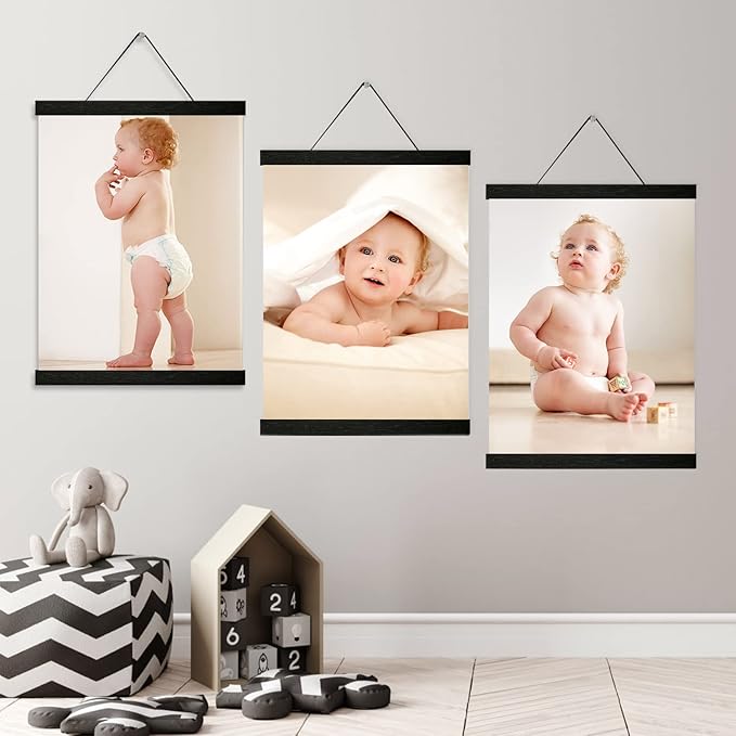 3 Pack Magnetic Poster Hanger Frame 16 inch Black- 16x24 16x22 16x20 Poster Frame for Wall Art Pictures Photos Prints Maps Diamond Art Painting