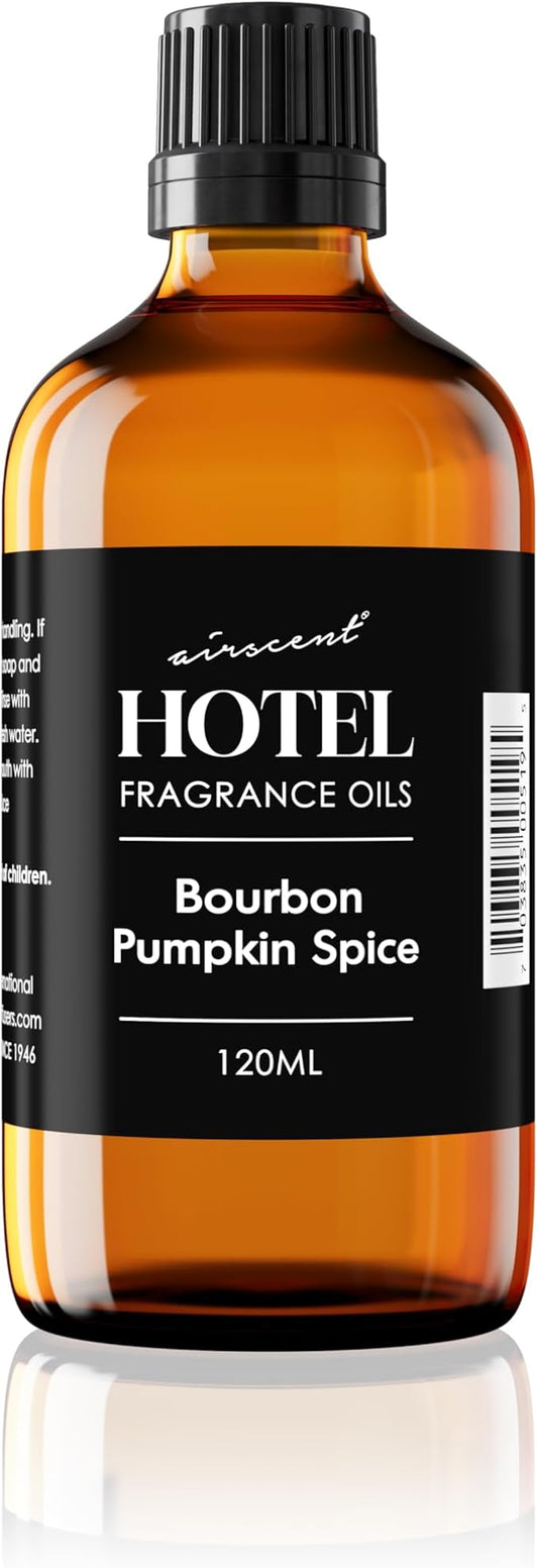 AirScent Bourbon Pumpkin Spice Holiday Diffuser Oil - Premium Holiday Fragrance Oil for Ultrasonic and Waterless Diffusers and Crafting - 120ml, 4 fl oz Glass Dropper Bottle