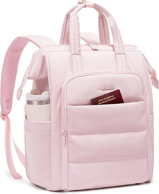 LOVEVOOK Laptop Backpack Women 15.6 inch,Lightweight Puffer Travel Backpacks for Women,Quilted Laptop Bag Computer Work Teacher Nurse Backpack,Womens Backpack Purse Daypack for College Business,Pink