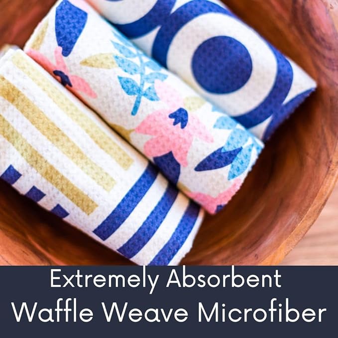 || 3 Pack Double Sided || Kitchen Towels || Dish Towels || Highly Absorbent || Hanging Loop || Dish Cloths || Modern || Designer Prints (Multi Floral)