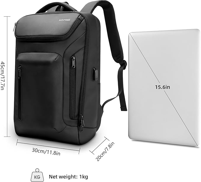 HOMIEE Business Smart Backpack Waterproof 15.6 Inch Laptop Backpack with USB Charging Port, Flight Approved Durable Commute College Backpack Carry on Bag for Men