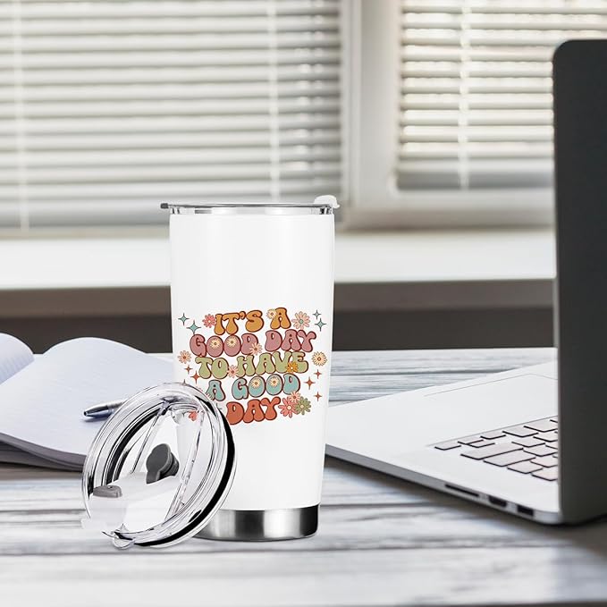 Positive Quotes Tumbler, Inspirational Gifts for Women Friend Boss Birthday Christmas, Retro Flower Mental Health Gifts Coffee Mug Stainless Steel Vacuum Insulated Double Wall Travel Cup with Lid，20oz