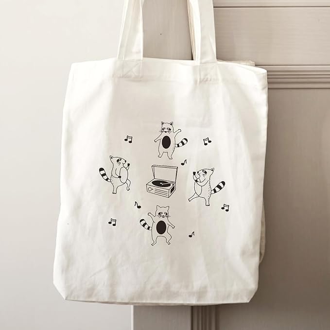 Raccoon Tote Bag Funny Tote Bag Cute Cotton Canvas Bag for Women Gift Reusable Grocery Bag Shopping Beach Shoulder Bag