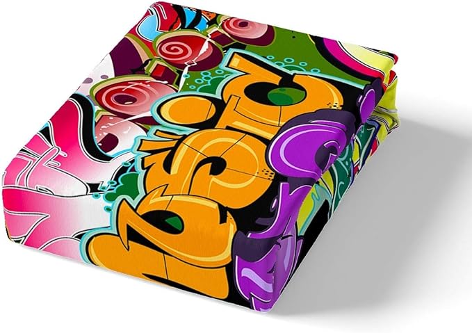 Feelyou Hippie Graffiti Duvet Cover Hip Hop Sports Bedding Set for Kids Boys Teens Rock Music Comforter Cover Set Trippy Abstract Art Quilt Cover with 2 Pillowcases Full Size