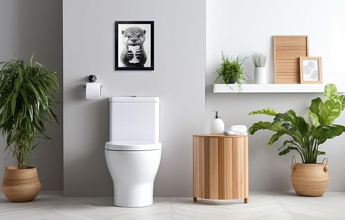 Bathroom Picture Wall Decor, Framed Black and White Bathroom Wall Art,Toilet Paper, Hilarious, Funny Bathroom Animal Art Black and White Canvas Print Painting can be Hung Directly Frame