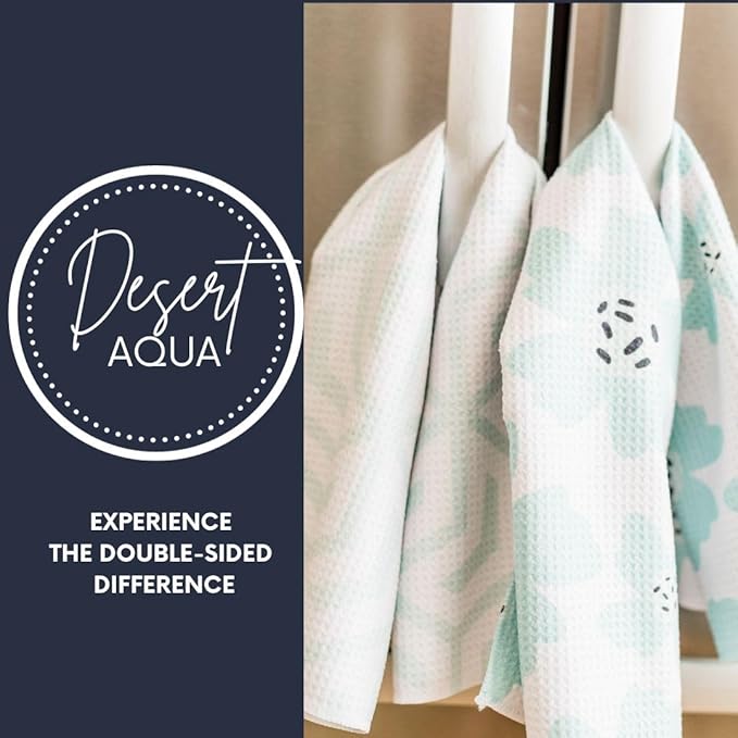 || 3 Pack|| Not Your Ordinary Kitchen Towel || Dish Towels || Waffle Weave Microfiber || Tea Towels || Highly Absorbent || Hanging Loop || Dish Cloths (Aqua)