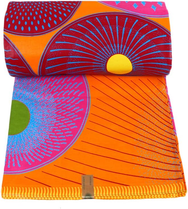 African Fabric 100% Cotton Ankara Kente Print Fabric 6 Yards for Party Dress 1094