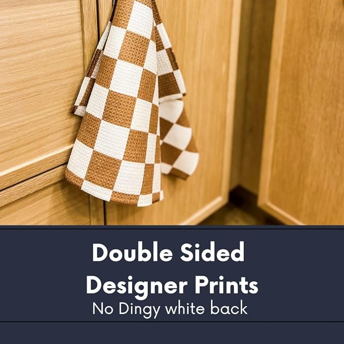 || 3 Pack|| Double Sided || Not Your Ordinary Dish Towels || Waffle Weave Microfiber || Highly Absorbent || Hanging Loop || Dish Cloths || Modern || Designer Prints (Coffee)