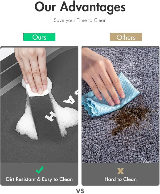 MontVoo Bath Mat Runner - Long Non Slip Absorbent Quick Dry Thin Bath Rug for Bathroom Floor Mat - Rubber Backed - Stain Resistant - Easy Care - Darkgrey 17"x50"