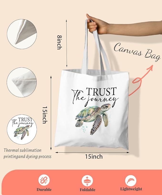 Lake Turtle Canvas Tote Bag for Women Teen Girls Gifts Cute Small Travel Work Tote Bags Reusable Grocery Bags Shoulder Bag
