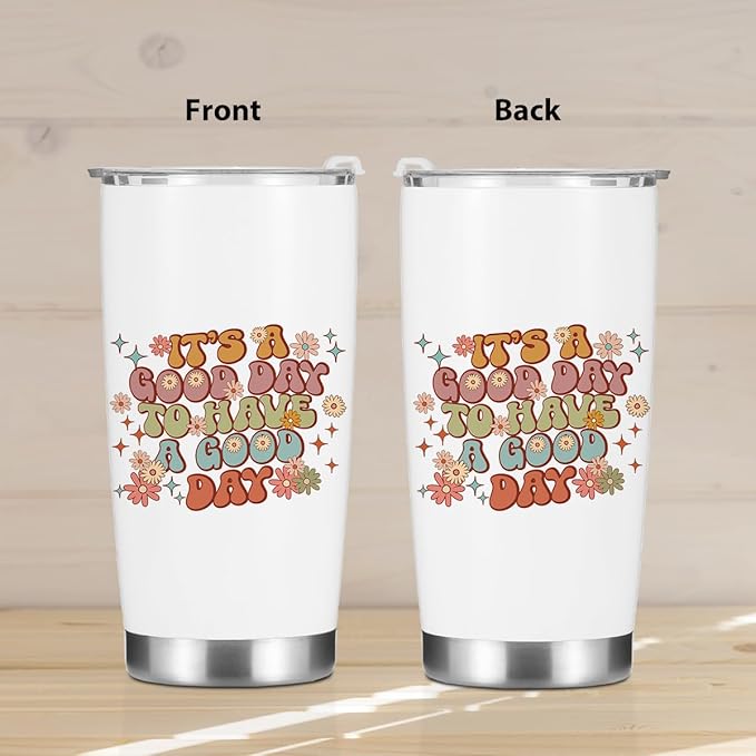 Positive Quotes Tumbler, Inspirational Gifts for Women Friend Boss Birthday Christmas, Retro Flower Mental Health Gifts Coffee Mug Stainless Steel Vacuum Insulated Double Wall Travel Cup with Lid，20oz