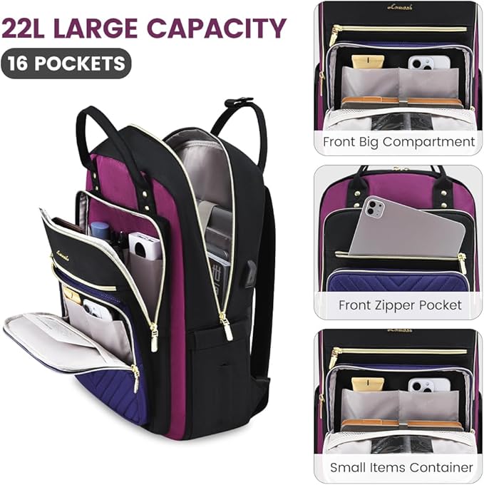 LOVEVOOK Laptop Backpack for Women 15.6 inch Large Capacity Travel Backpack for Work Business