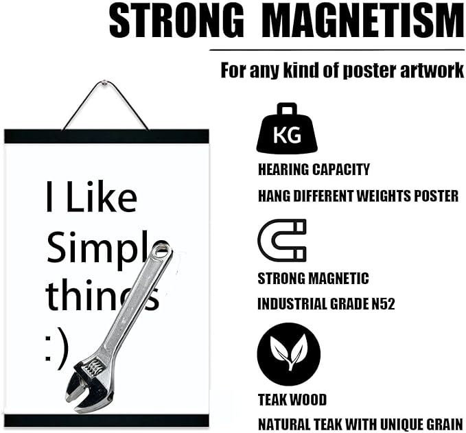 3 Pack Magnetic Poster Hanger Frame 16 inch Black- 16x24 16x22 16x20 Poster Frame for Wall Art Pictures Photos Prints Maps Diamond Art Painting