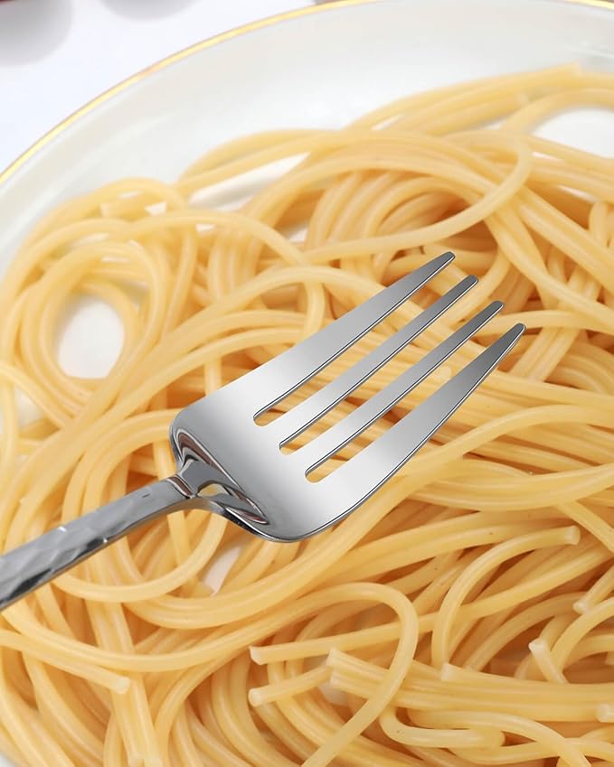 Hammered Silverware Set,30 Piece Stainless Steel Flatware Set for 6,Modern Cutlery Set,Includes Spoon Fork Knives Set,Home Kitchen and Restaurant,Dishwasher Safe (Silver)