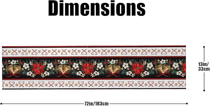 Christmas Bells Table Runner Burlap Kitchen Dining Linen Table Decoration for Indoor Outdoor Home Party Dinner 13x72 Inch