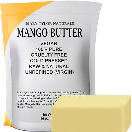 Mary Tylor Naturals Mango Butter 1 lb Cold Pressed, Unrefined,Raw Pure Mango Butter —