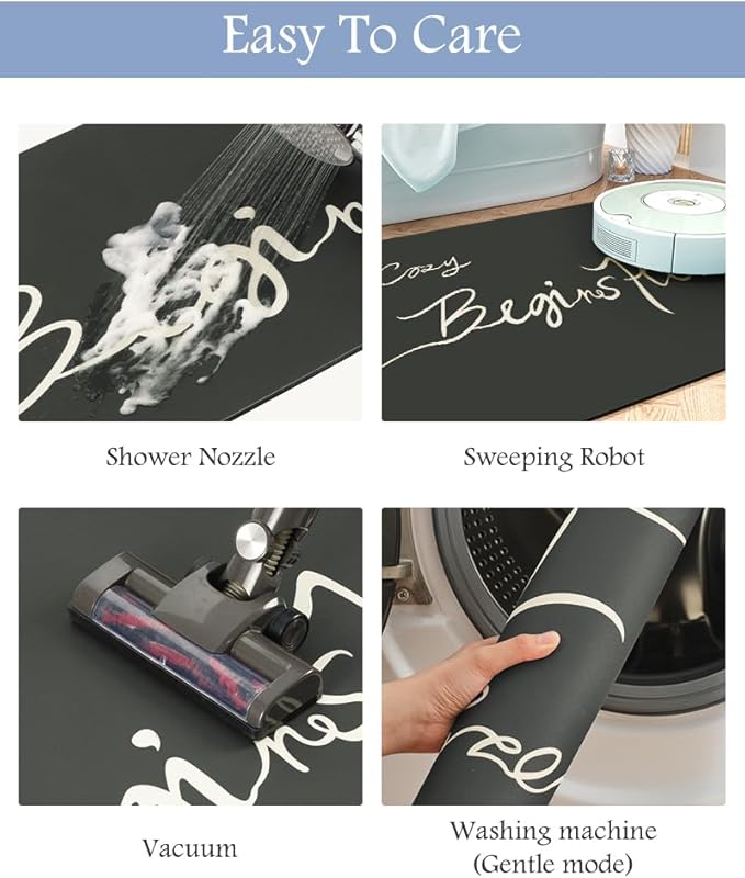 Bath Mat-Bath Mat Rug Non Slip Super Absorbent Stain Resistant Quick Dry Thin Bathroom Rug-Bath Mats for Bathroom Floor Bathtub Vanity-Bathmat Bath Rug Easy Care-17"x27",Black